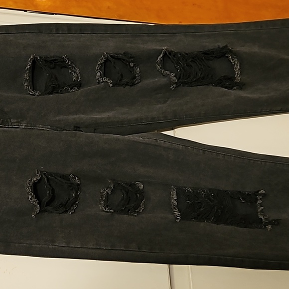 NWT Distressed Wide-leg Jeans L - Picture 2 of 8